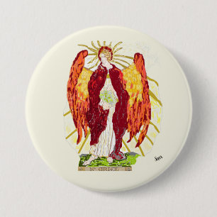 Religieuze Button: Aartsengel Uriel Ronde Button 7,6 Cm