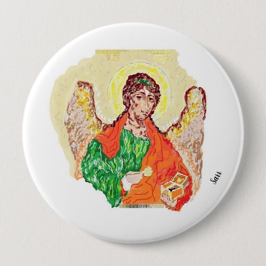 Religieuze Buttonnen: Aartsengel Rafaël Ronde Button 4,0 Cm (Voorkant)
