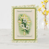 Religieuze Byzantine Pascha paasverbindingsstukken Kaart (Gele Bloem)