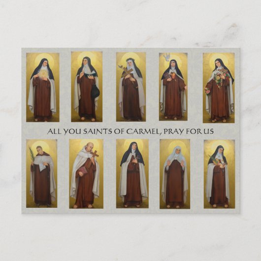 Religieuze Carmelite Saints schilderijen nun Pries Briefkaart (Voorkant)