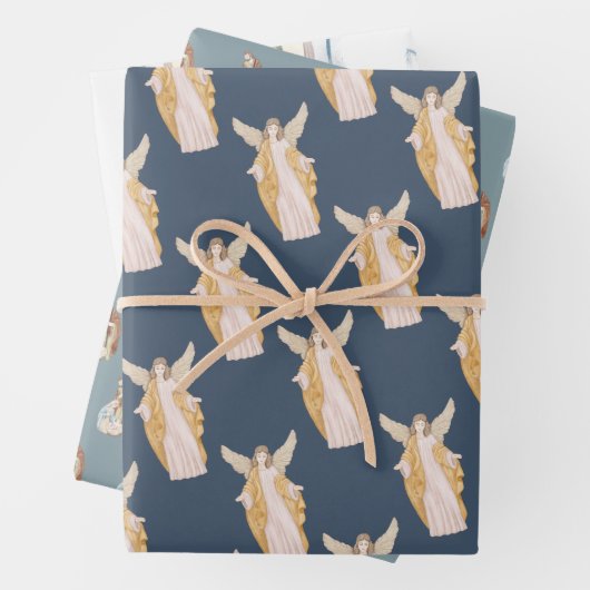 Religieuze Christelijke Angel Mary en Joseph Kerst Inpakpapier Vel (In situ)