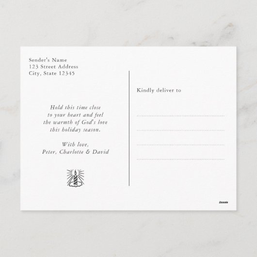  Religieuze Christelijke Angel Sneeuwkerst Feestdagenkaart (Achterkant)