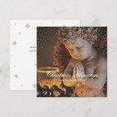 Religieuze Christelijke Angel Snow-kerstkaarten Feestdagenkaart (Voorkant / Achterkant)