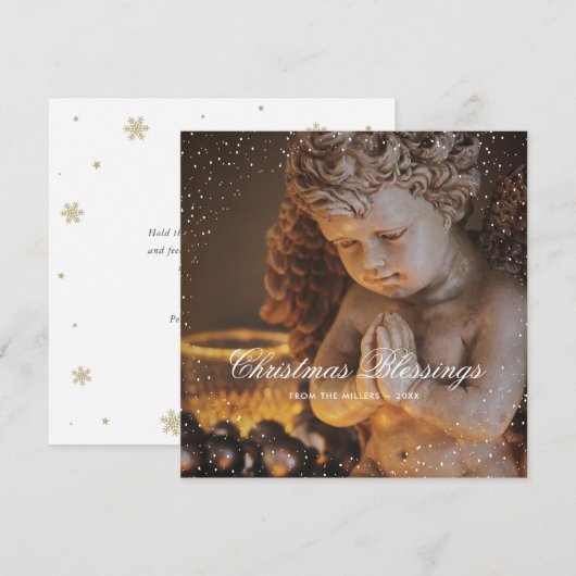 Religieuze Christelijke Angel Snow-kerstkaarten Feestdagenkaart (Voorkant / Achterkant)