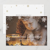 Religieuze Christelijke Angel Snowflake kerst Feestdagenkaart (Voorkant / Achterkant)