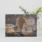 Religieuze Christelijke Angel Snowflakes kerst Feestdagenkaart (Staand voorkant)