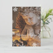 Religieuze Christelijke Angel Snowflakes kerst Feestdagenkaart (Staand voorkant)