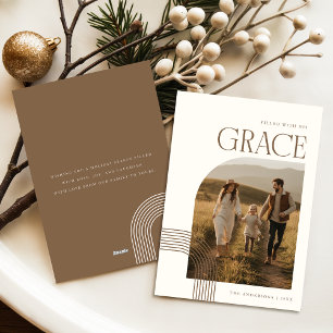Religieuze Christelijke Familie Boog Foto Kerstmis Feestdagenkaart
