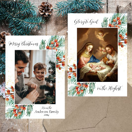Religieuze Christelijke Familiefoto Vrolijk Kerstf Feestdagenkaart