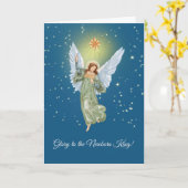 Religieuze Christelijke Kerst Engel Sterrennacht Kaart (Gele Bloem)
