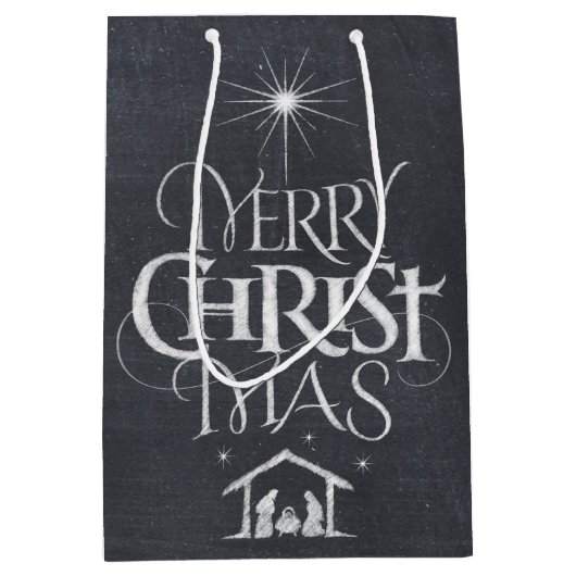 Religieuze Christelijke kerstkerkbord Medium Cadeauzakje (Voorkant)