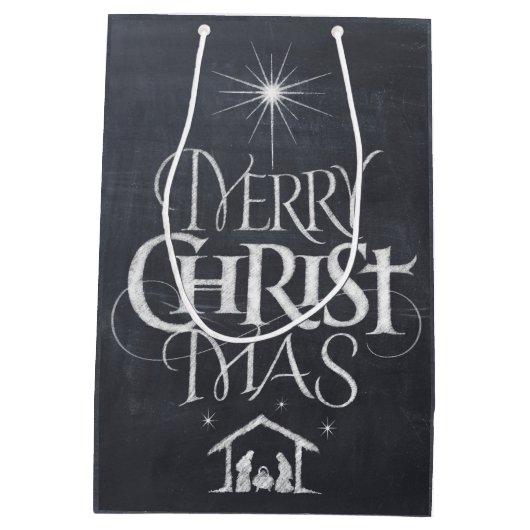 Religieuze Christelijke kerstkerkbord Medium Cadeauzakje (Achterkant)