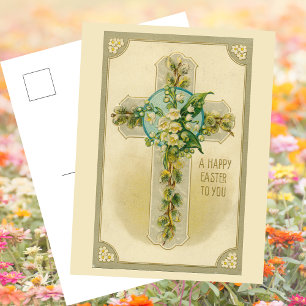 Religieuze Christelijke Pasen Bloemenkruis Feestdagenkaart