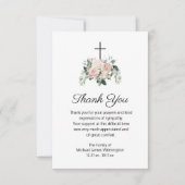 Religieuze Christelijke Roze Floral Funeral Hartel Bedankkaart (Voorkant)