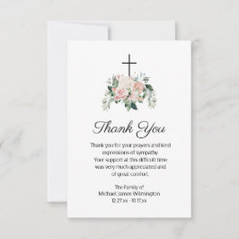 Religieuze Christelijke Roze Floral Funeral Hartel Bedankkaart