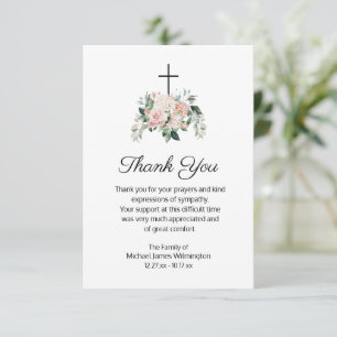 Religieuze Christelijke Roze Floral Funeral Hartel Bedankkaart