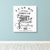 Religieuze citaat Christus versterkt me Canvas Afdruk (Insitu (Houten vloer))