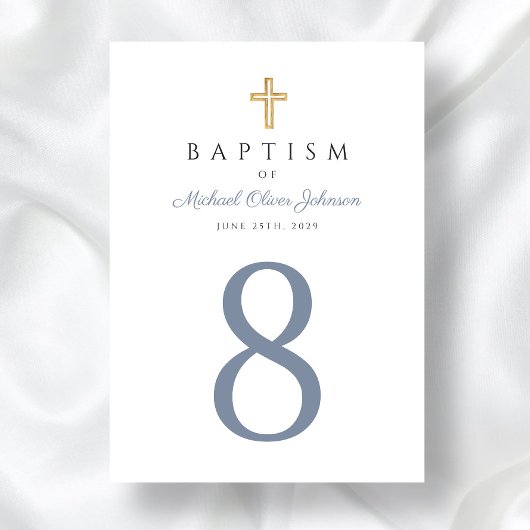 Religieuze Cross Blue Boy Baptisme Kaart