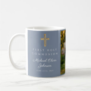 Religieuze Cross Blue Boy First Community Foto Koffiemok
