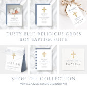 Religieuze Cross Boy Blue Baptisme Cadeaulabel