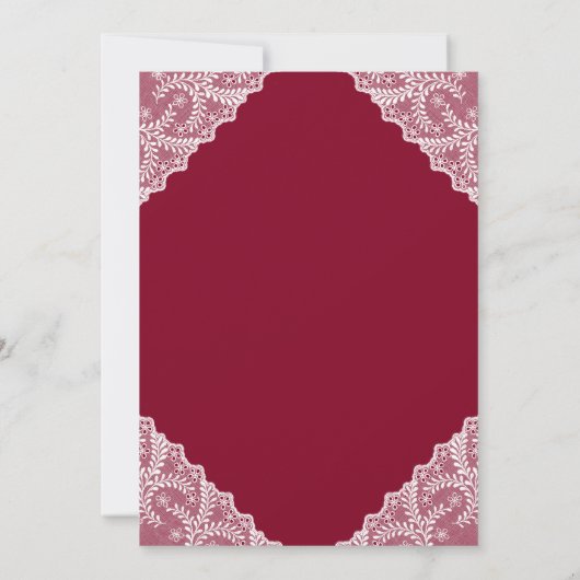 Religieuze Cross Burgundy Lace Sunflower Wedding Kaart (Achterkant)