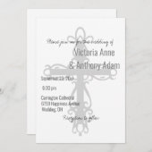 Religieuze Cross Elegant Christelijk Simple Weddin Kaart (Voorkant / Achterkant)