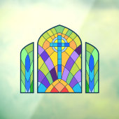 Religieuze Cross Faux Glas in lood Decoratief Raamsticker (Vel 3)