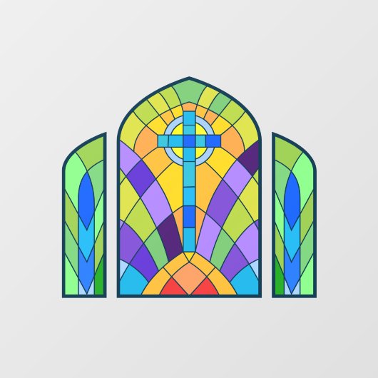 Religieuze Cross Faux Glas in lood Decoratief Raamsticker (Vel)