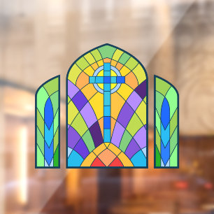 Religieuze Cross Faux Glas in lood Decoratief Raamsticker