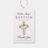 Religieuze Cross Floral Peonies Baptisme Hartelijk Cadeaulabel (Voorkant)