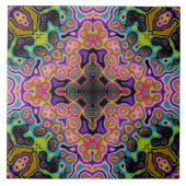 Religieuze Cross-fractal kleurrijke kaleida kunst  Tegeltje (Voorkant)