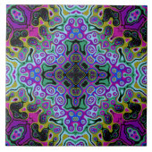 Religieuze Cross-fractal kleurrijke kaleida kunst  Tegeltje (Voorkant)