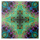 Religieuze Cross-fractal kleurrijke kaleida kunst  Tegeltje (Voorkant)