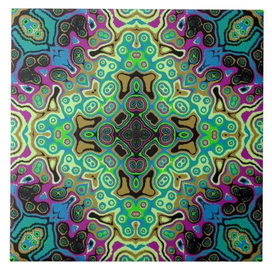 Religieuze Cross-fractal kleurrijke kaleida kunst  Tegeltje (Voorkant)