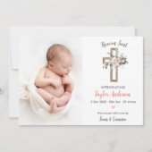 Religieuze Cross Geboorte Aankondiging Fotokaart R (Voorkant)