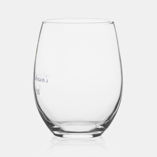 Religieuze Cross Navy Blauw Script Boy Doop Wijnglas Zonder Voet (Links)