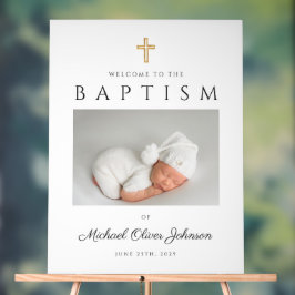 Religieuze Cross Photo Boy Baptism Welkom Acryl Bord