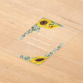 Religieuze Cross Sage Groene Lace Zonnebloem Acryl Uitnodigingen (Laagn)