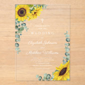 Religieuze Cross Sage Groene Lace Zonnebloem Acryl Uitnodigingen (Voorkant)