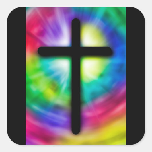 Religieuze Cross Tie Dye Achtergrond Stickers (Voorkant)
