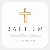 Religieuze crosspagina Groene Script Baptisme Vierkante Sticker (Voorkant)