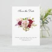 Religieuze Crucifix voor weduwen en roze rozen Save The Date (Staand voorkant)