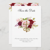Religieuze Crucifix voor weduwen en roze rozen Save The Date (Voorkant / Achterkant)