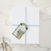 Religieuze dame van Lourdes katholieke Floral Cadeaulabel (Met Touw)