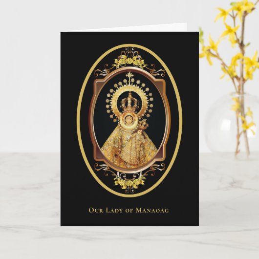 Religieuze Dame van Manaoag Filipijnen Katholiek Kaart (Gele Bloem)