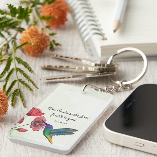 Religieuze denking van jullie bloemen met Hummingb Sleutelhanger (Voorkant Rechts)