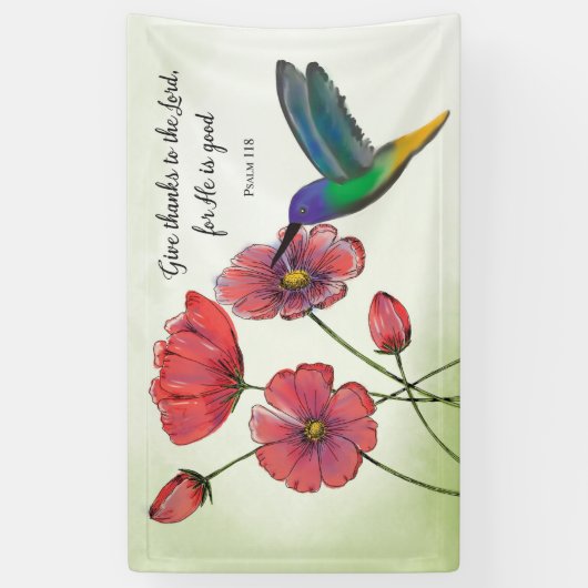 Religieuze denking van jullie bloemen met Hummingb Spandoek (Verticaal)