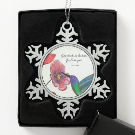 Religieuze denking van jullie bloemen met Hummingb Tin Sneeuwvlok Ornament