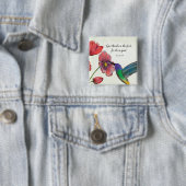 Religieuze denking van jullie bloemen met Hummingb Vierkante Button 5,1 Cm (In situ)