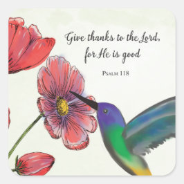 Religieuze denking van jullie bloemen met Hummingb Vierkante Sticker